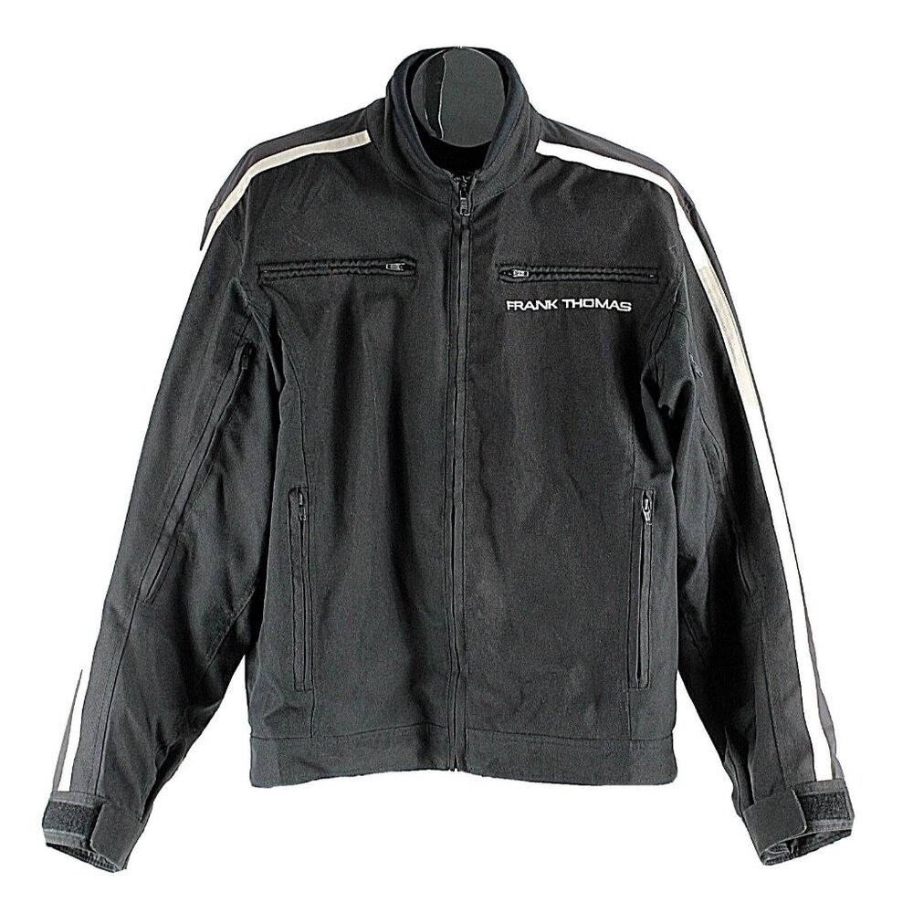 Frank Thomas Aqua Fore Sz L Black Tan Nylon Poly Armasport Moto Jacket